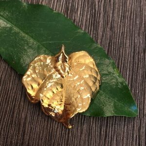 Gold Dipped Gold Plated Leaf Pendant